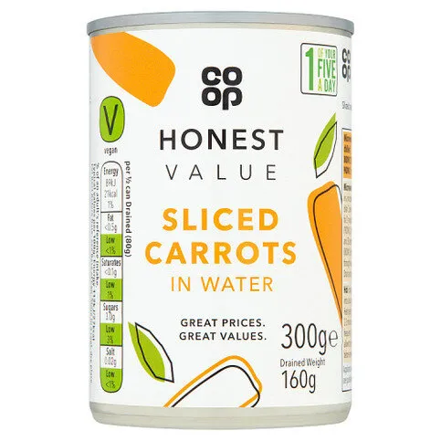 Co-op Honest Value Sliced Carrots in Water 300g