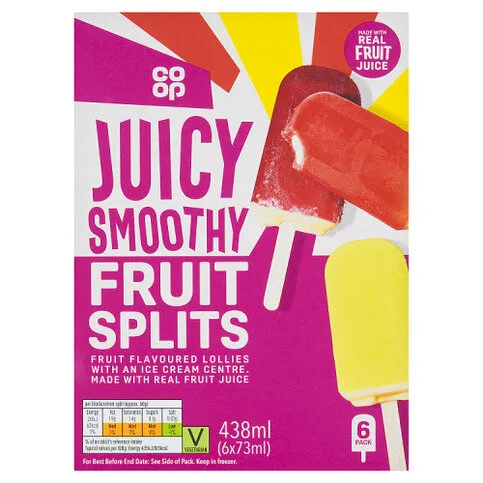 Co-op Juicy Smooth Fruit Splits 6 x 73ml (438ml)