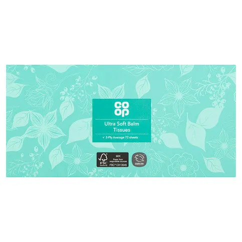 Co-op Ultra Soft Balm Tissues 3-Ply 72 Sheets