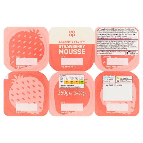 Co-op Strawberry Mousse 6 x 60g (360g)