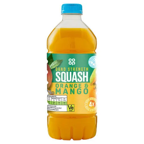 Co-op Quad Strength Orange & Mango Squash 750ml
