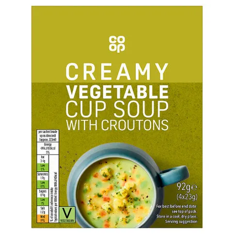 Co-op Creamy Vegetable Cup Soup with Croutons 4 x 23g (92g)