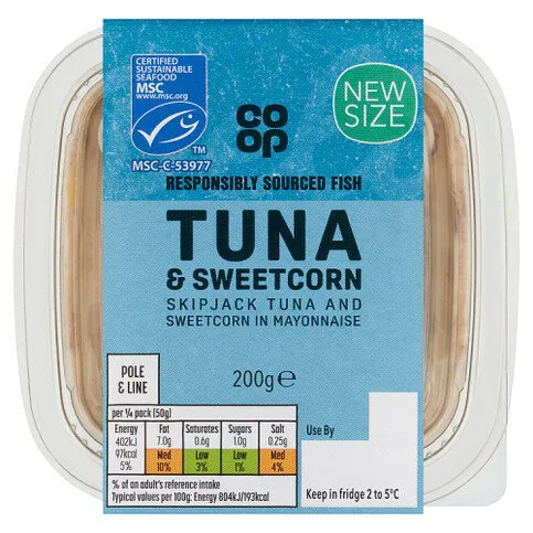 Co-op Skipjack Tuna and Sweetcorn in Mayonnaise 200g