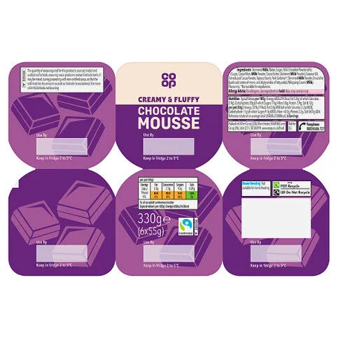 Co-op Chocolate Mousse 6 x 55g (330g)