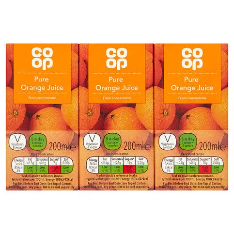 Co-op Pure Orange Juice 200ml
