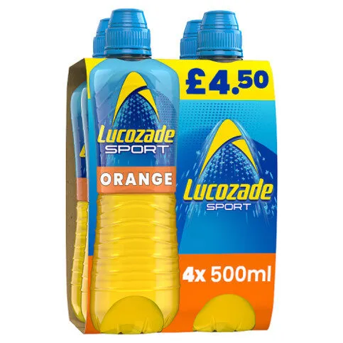 Lucozade Sport Drink Orange 4 x 500ml PMP £4.50