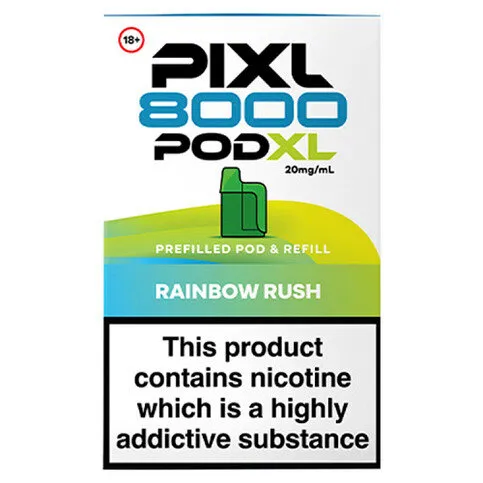 Pixl 8000 Pod XL Rainbow Rush Prefilled Pod & Refill 20mg/ml
