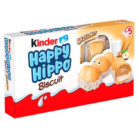 Kinder Happy Hippo Milk Chocolate and Hazelnut Biscuits Multipack 5 x 20.7g (103g)