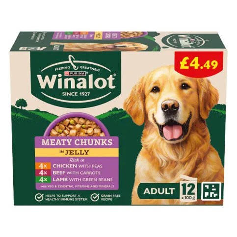 WINALOT Meaty Chunks Mixed in Jelly Wet Dog Food 12x100g
