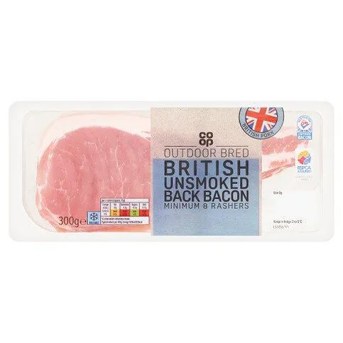 Co-op Outdoor Bred British Unsmoked Back Bacon 300g