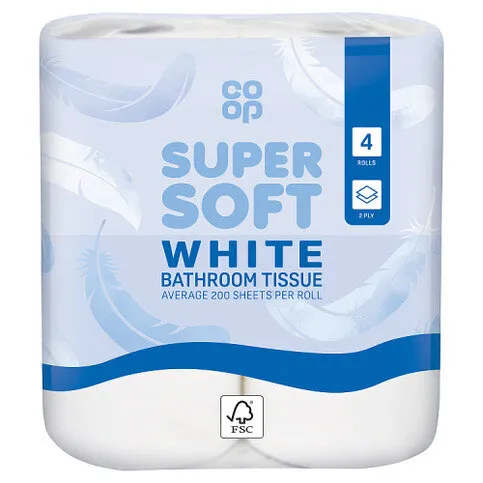 Co-op Super Soft White Bathroom Tissue 4 Rolls
