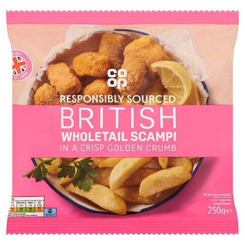 Co-op British Wholetail Scampi 250g