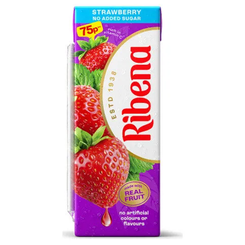 Ribena No Added Sugar Strawberry Juice Drink Carton 250ml