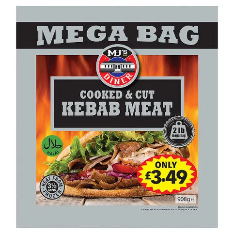 MJ's Diner Cooked & Cut Kebab Meat 908g