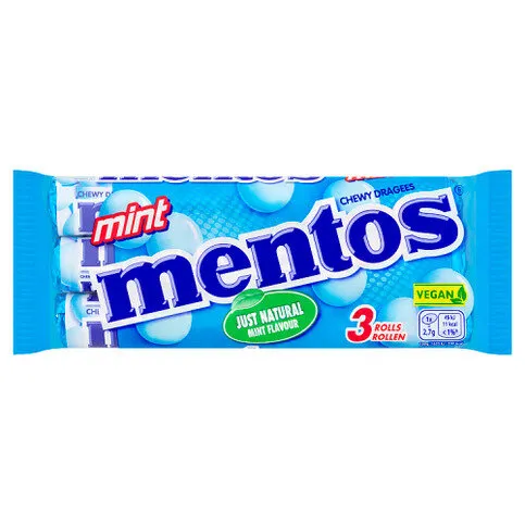 Mentos Mint Flavour Chewy Dragees 3 x 38g