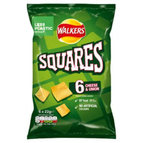 Walkers Squares Cheese & Onion Multipack 6 x 22g